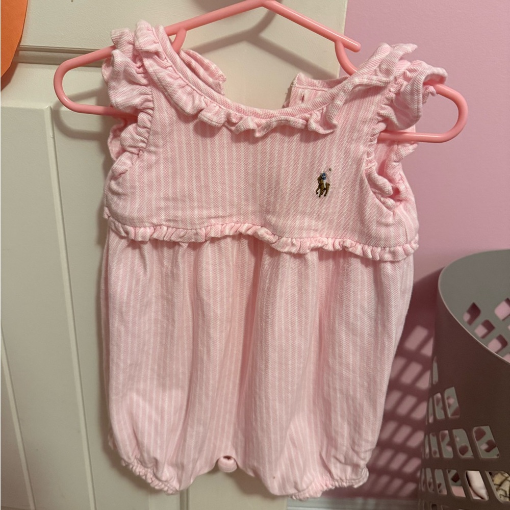 Ralph Lauren Pink Striped Baby Romper